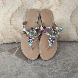 Rhinestone decor flat sandals